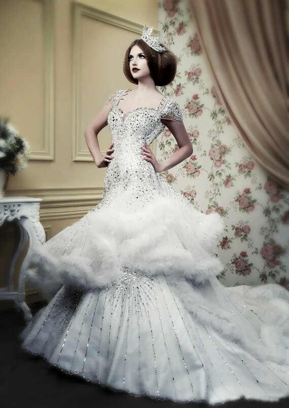 luxurious, gowns, white and wedding dress