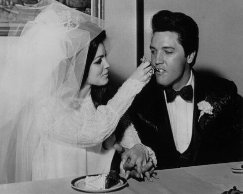 eating, priscilla presley and cake