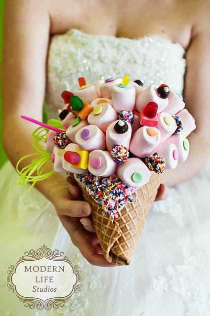 bride, bouquet and sweets