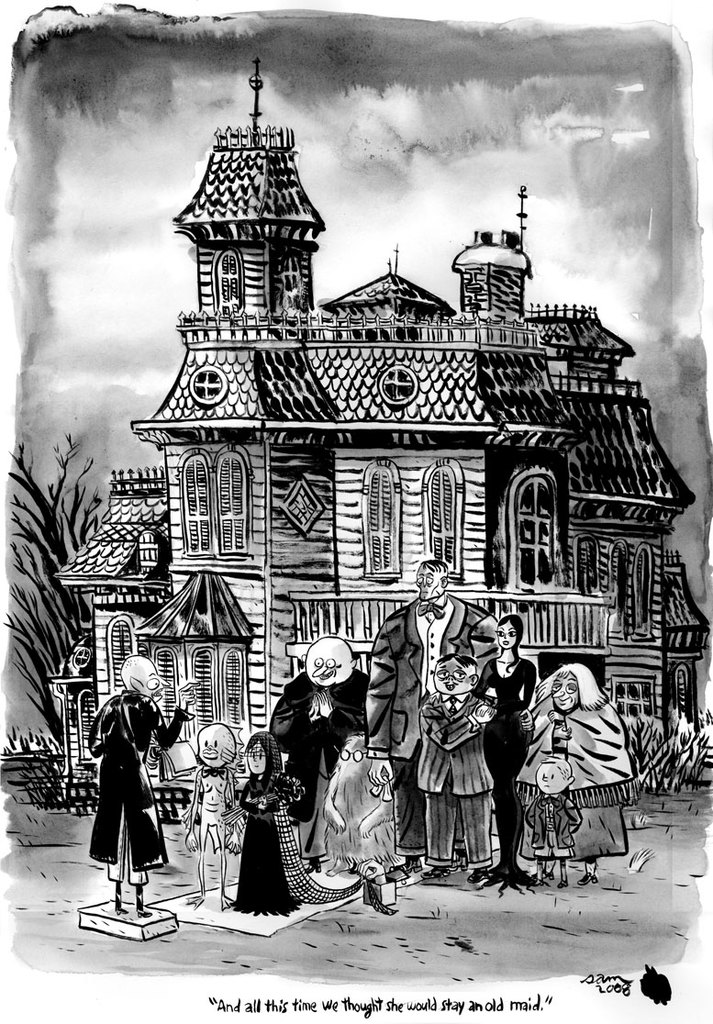 cartoon, wednesday, house and addams
