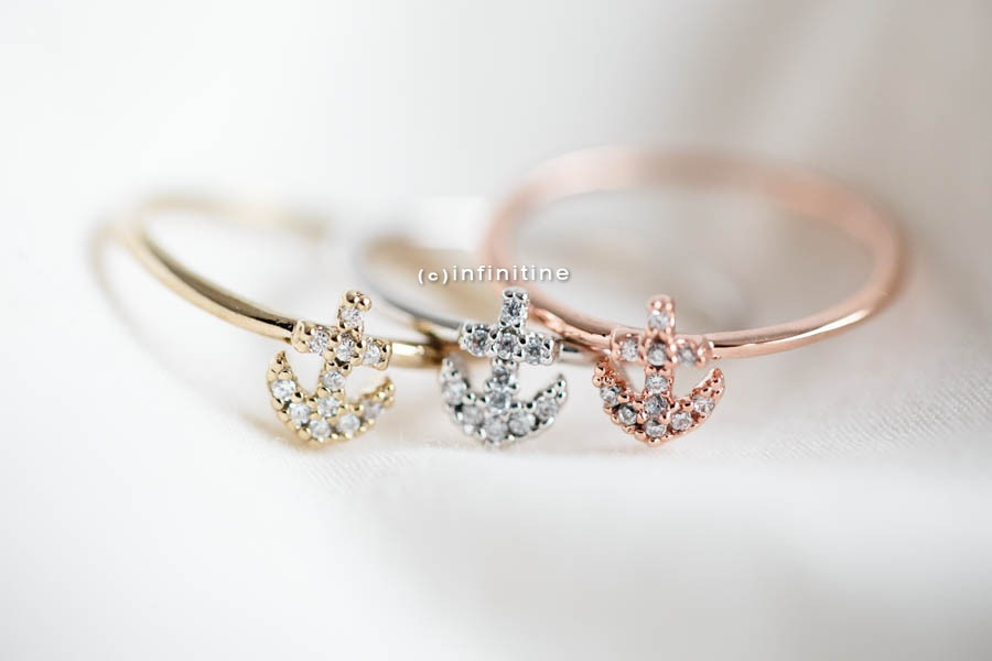engagement ring, anchor charm, bridal ring and nautical jewelry