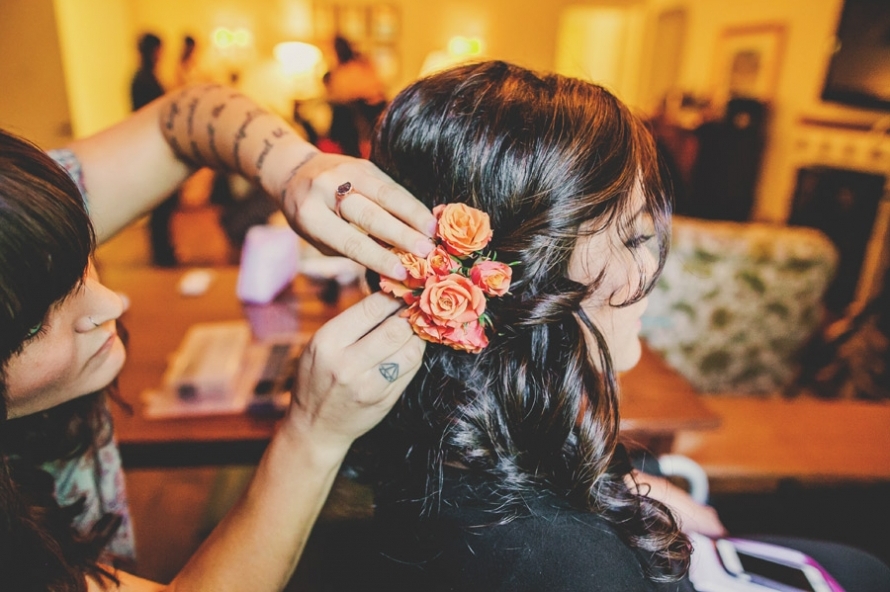 hairstyle, tattoo, wedding photo and bride