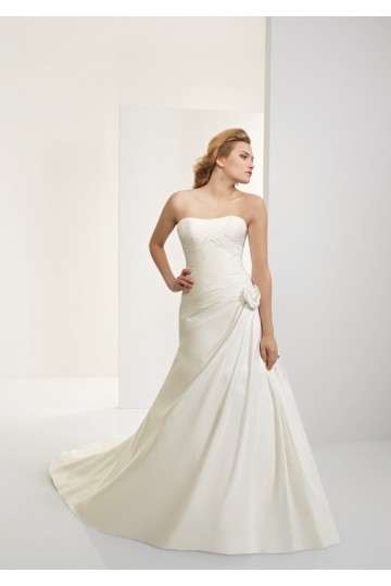 strapless, wedding dress and taffeta