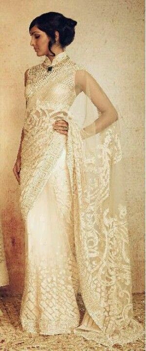 tarun tahiliani, sari and white