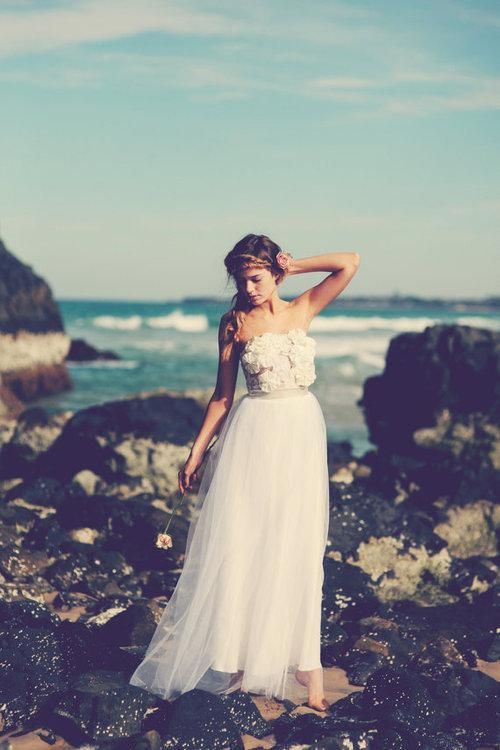 dress, beach, bride and sea