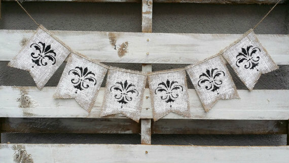 wedding decor, rustic decor and fleur de lis