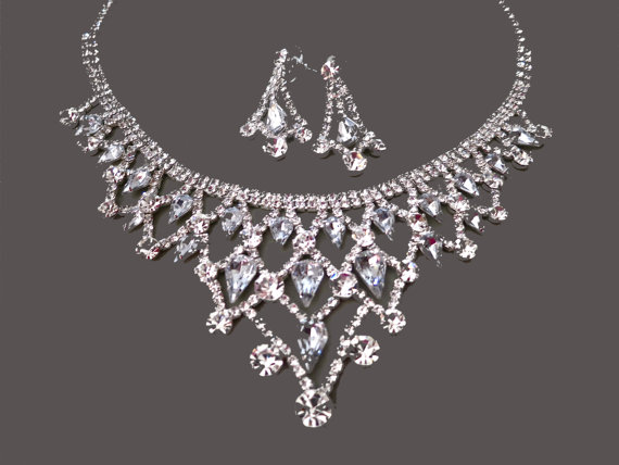 bridal rhinestone jewelry, wedding jewelry set and bridal necklace