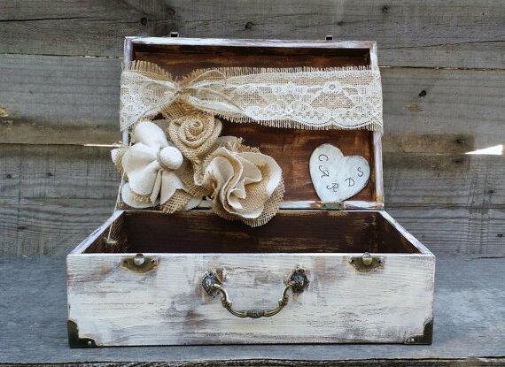 rustic decor, wedding card box and love