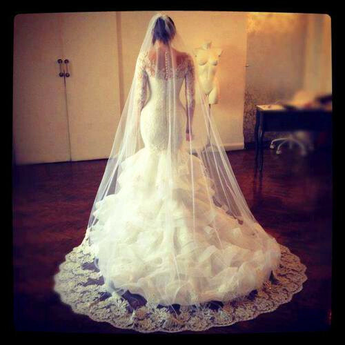 wedding dress, short sleeves, organza and floor length