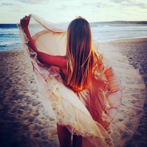 sea, fly, young and prom dress