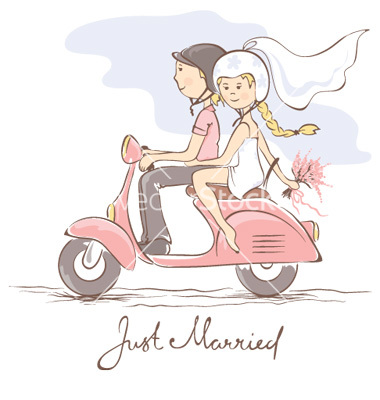 bride, scooter and love