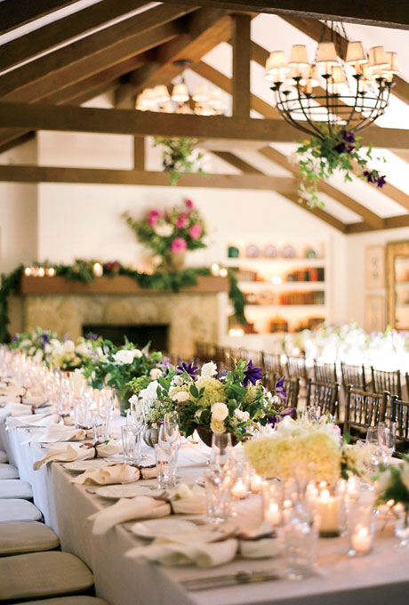 garden, flowers, long table and centrepieces
