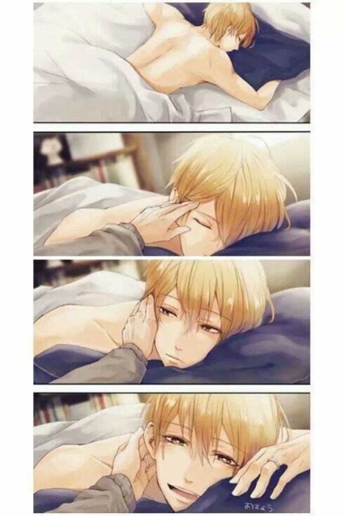 hand, anime, sleep and bed