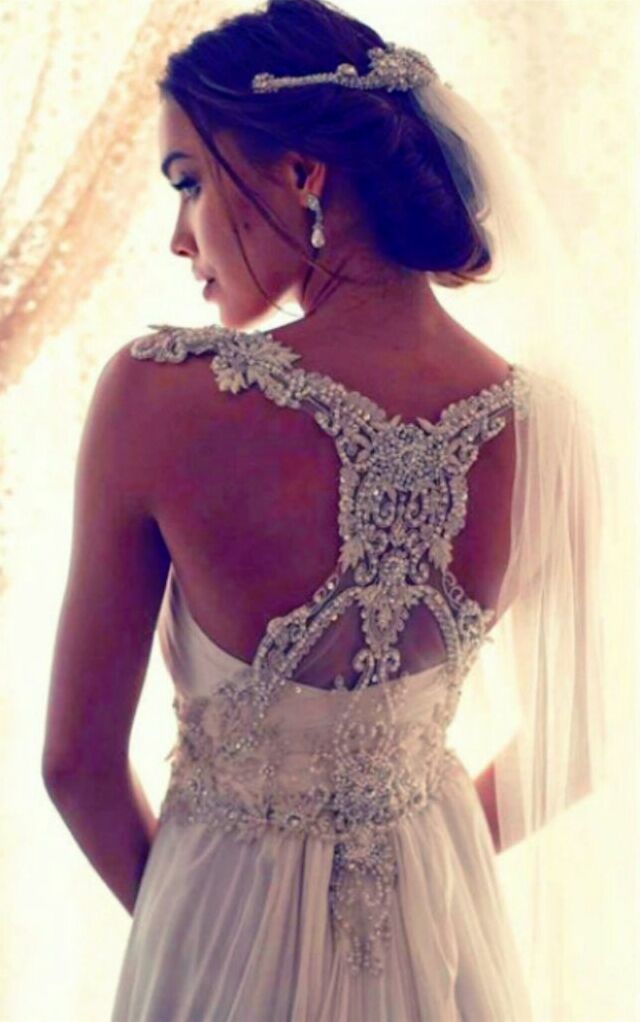 pretty, perfect women, crystals and wedding dress