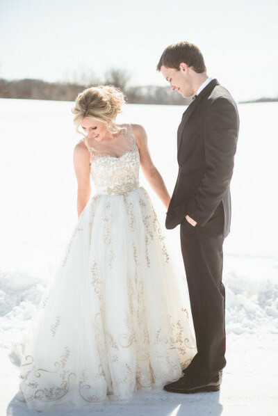 wedding dress, floor length and natural