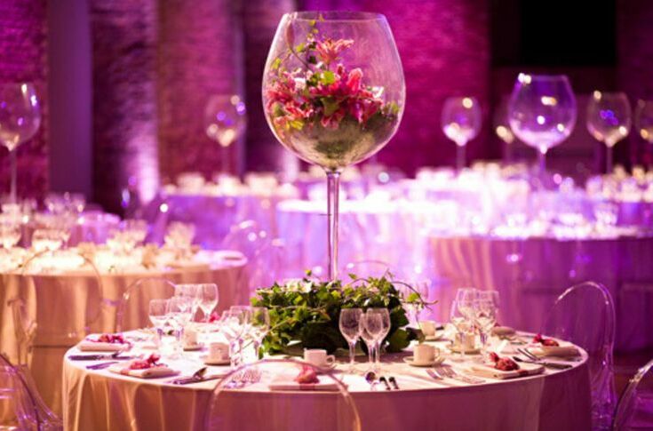 food, garden decoration, reception hall and wedding reception