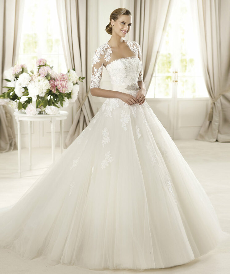 dress, wedding dress, white and Pronovias