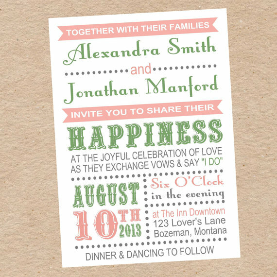 happiness, diy, modern wedding invitation and printable