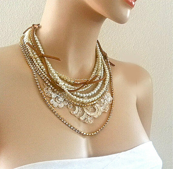 boho bride necklace, bridal necklace, country weddings necklace and chunky bridal necklace
