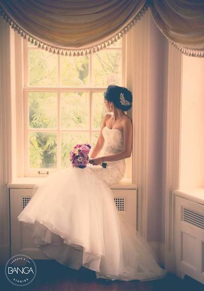 strapless, puffy and wedding dress