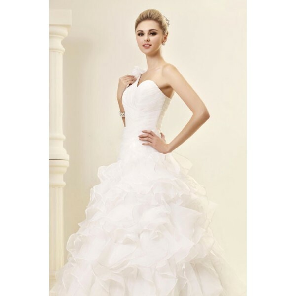 empire waist, one shoulder, bridal gown and bridal dress