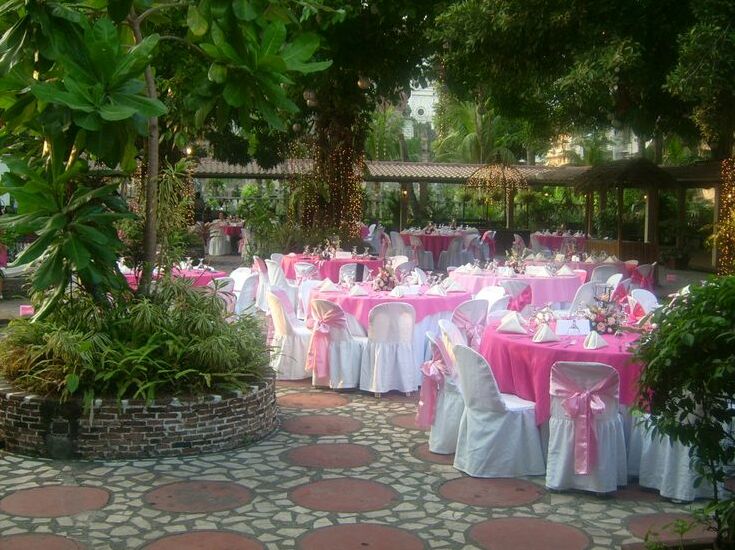 food, garden decoration, wedding reception and reception hall