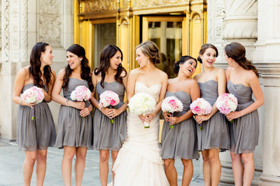 happy, bouquet and dress