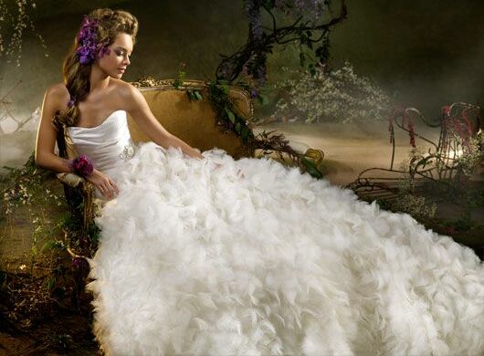 wedding dress, petals and beautiful