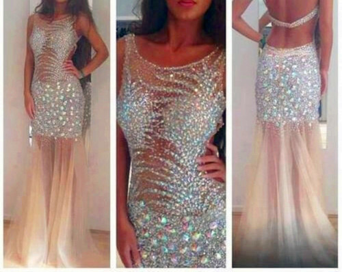 evening dress, prom dress and jewel crystals