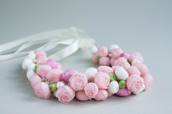floral necklace, bib necklaces and summer nacklace