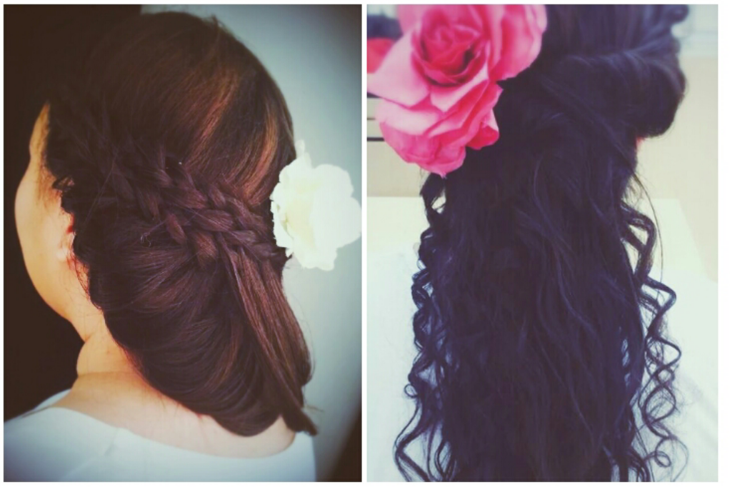 flower, long hair, girl and styling