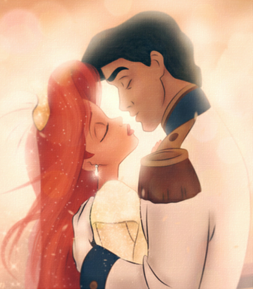 princess, prince eric, bright kiss and kissing
