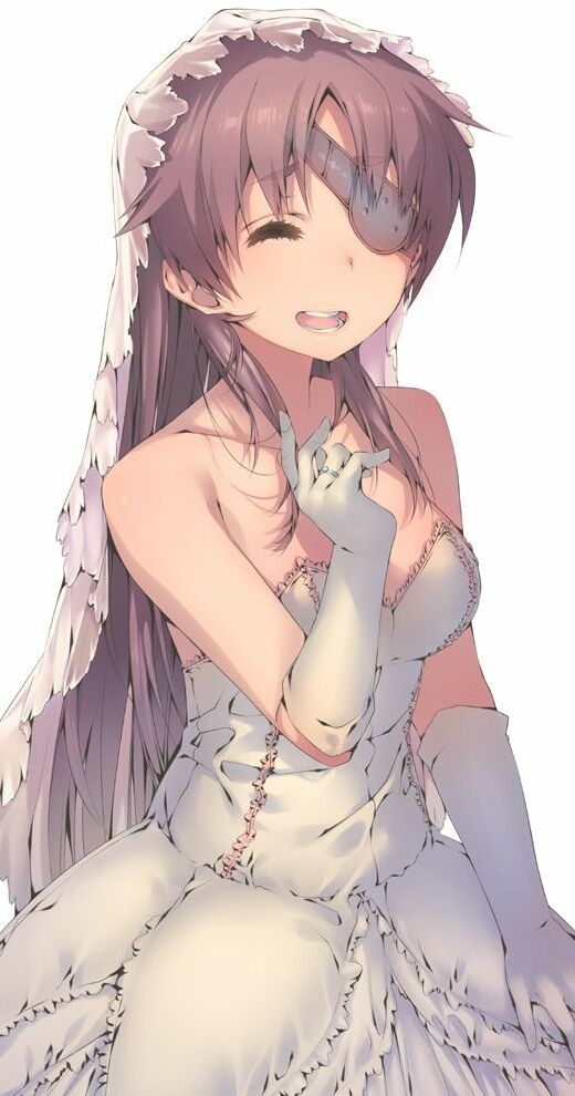 bridal dress, anime, eyepatch and mirai nikki
