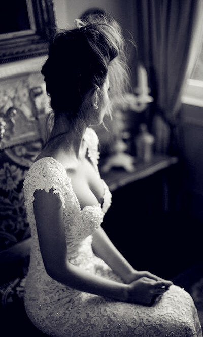lovely pretty, wedding dress and embroidery flowers