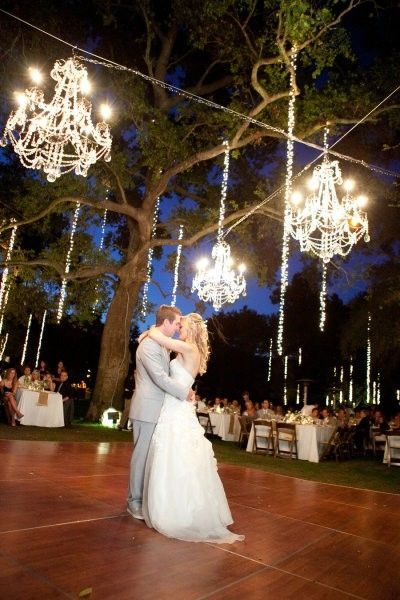 wedding dress, lights and nighttime