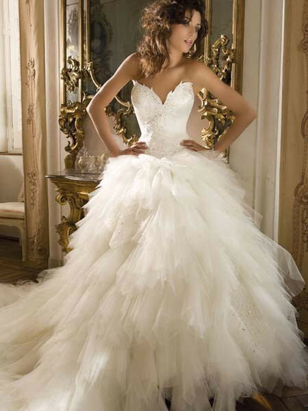 white, wedding dress and poofy