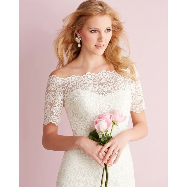 Allure, bridal gown, bateau and bride