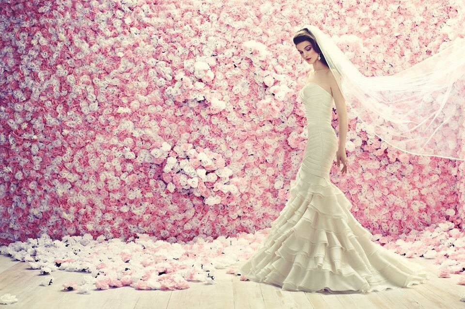 pretty, bouquet, wedding dress and pink