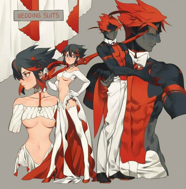 wedding dress, kill la kill and ryuko