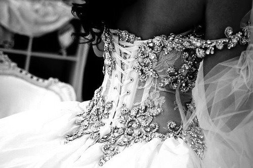 corsette, black and white and dress