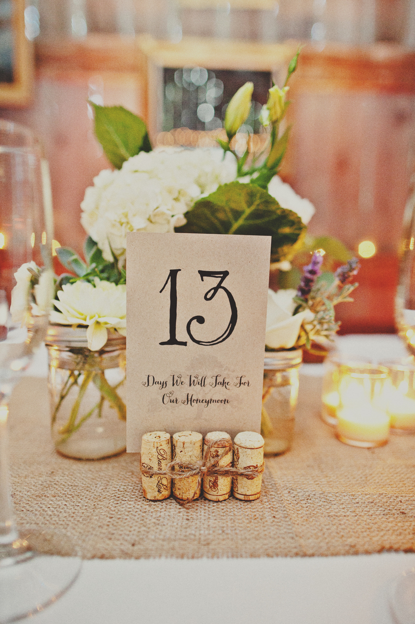 rustic, candles, table number and flowers