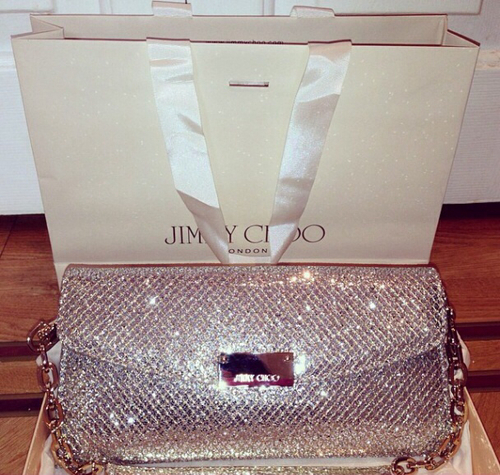 model, dress, silver and Jimmy Choo