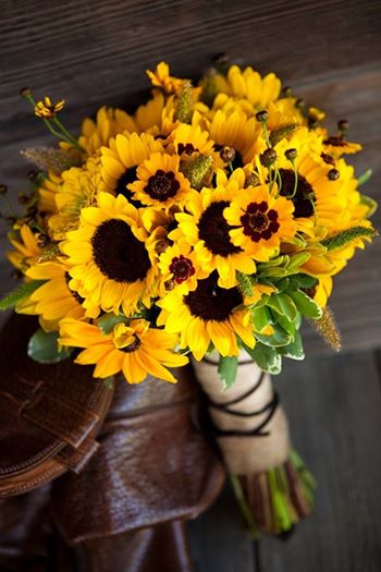 wedding bouquet, sunflowers and summer