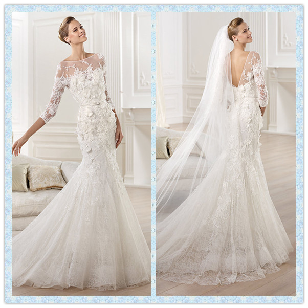 sleeved, bridal, mermaid and dress