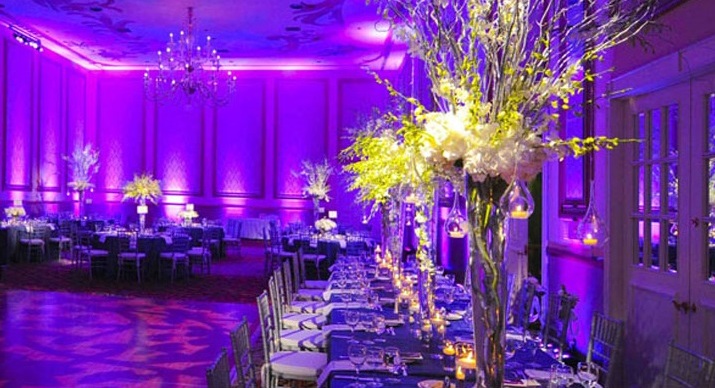 purple, uplights and monogram