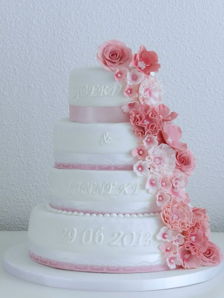 white, cake, fower and wedding cake