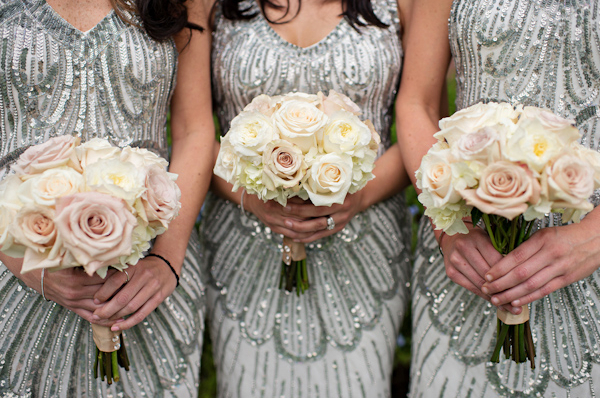 bride, bridesmaids and dress