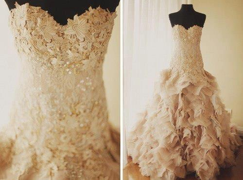 wedding dress, sweetheart neckline and off white
