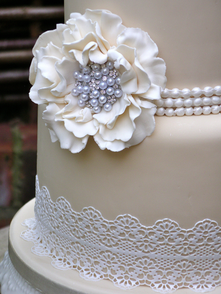 cream, pearls, ivory and flower