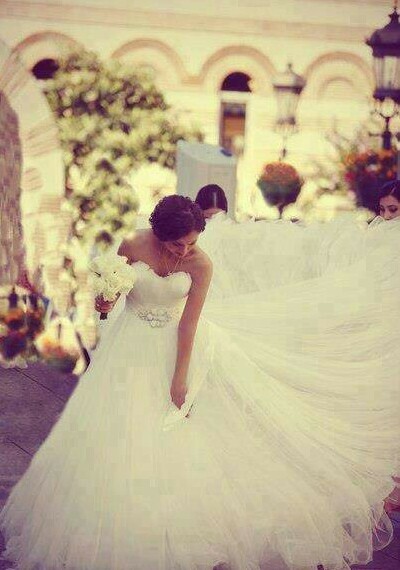bride, girl and wedding dress